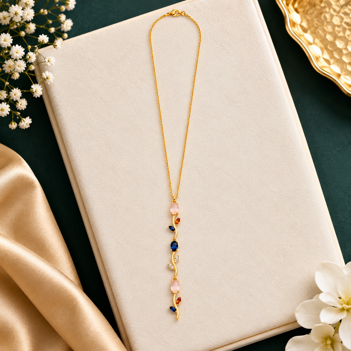 Blue Stone Drop Necklace