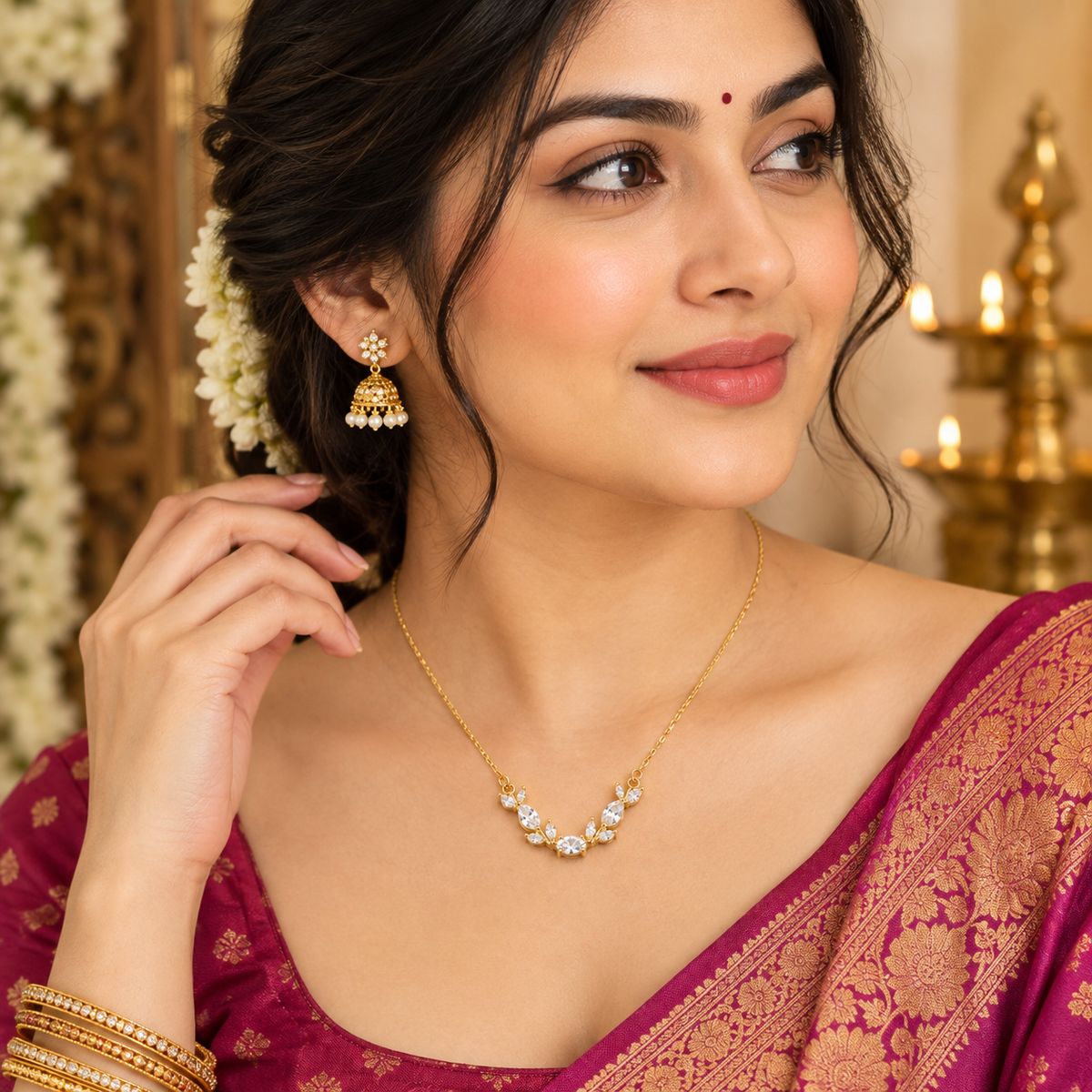 Elegant Floral Diamond Necklace