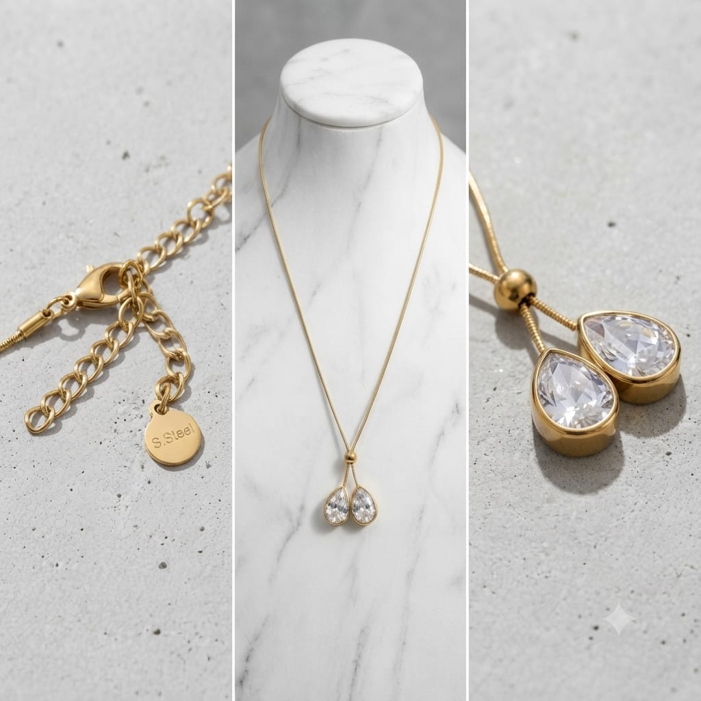 Gold Teardrop Pendant Necklace