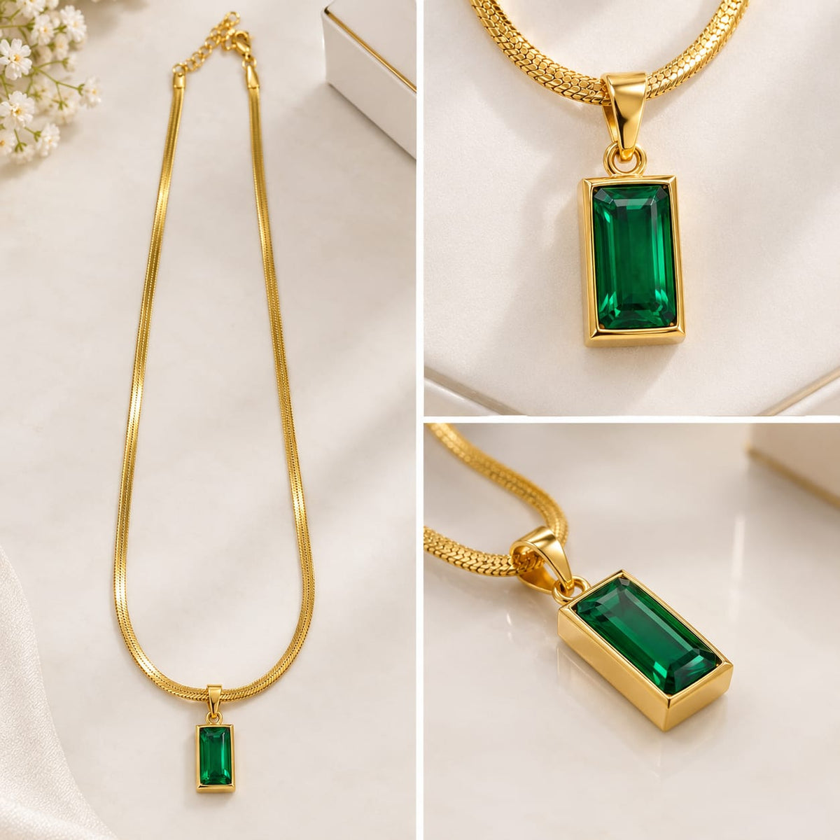 Emerald Green Pendant Jewellery Set