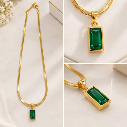 Emerald Green Pendant Jewellery Set