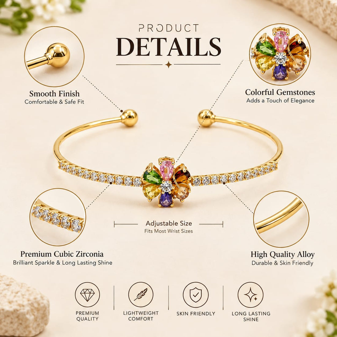 Floral Crystal Bracelet