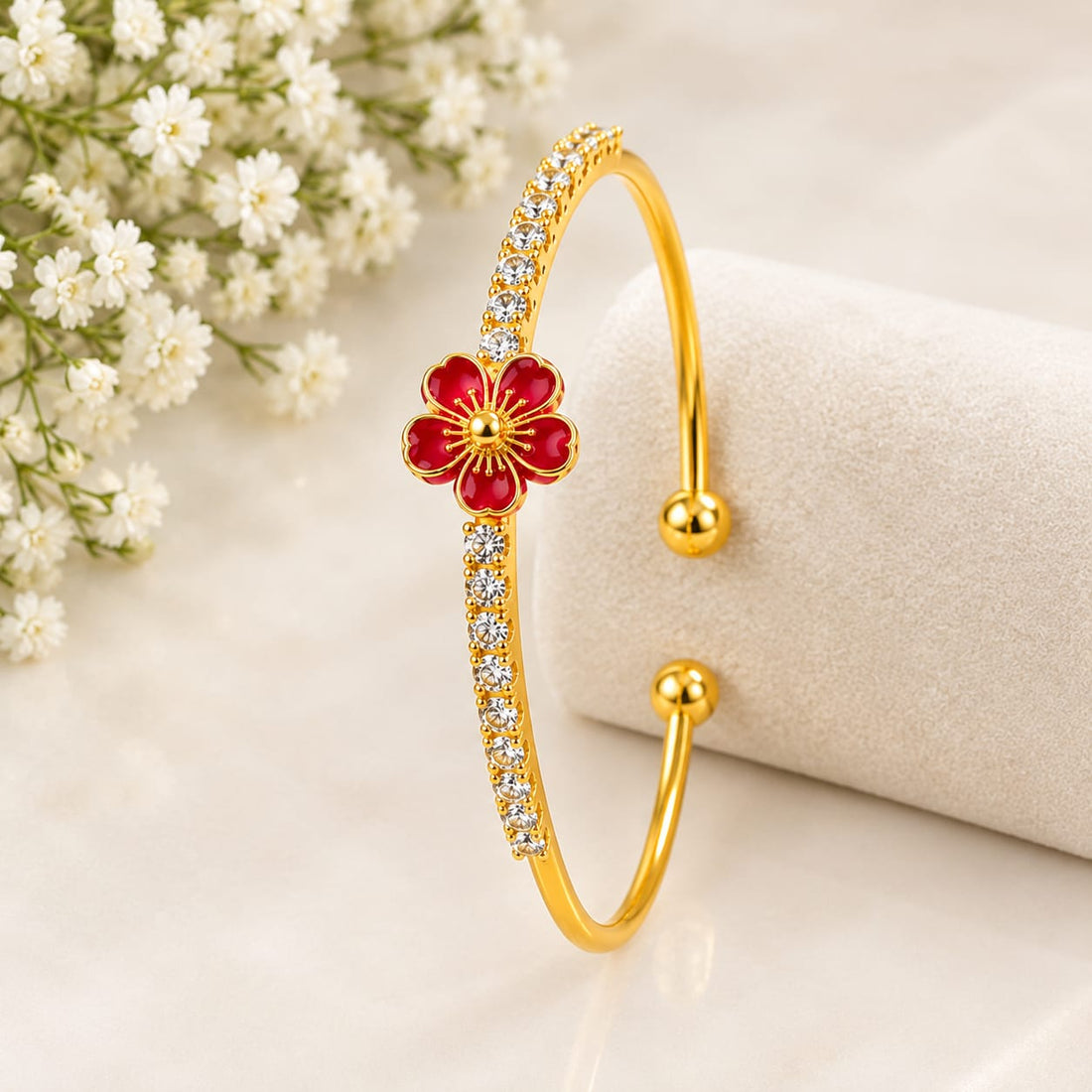 Red Flower Bracelet