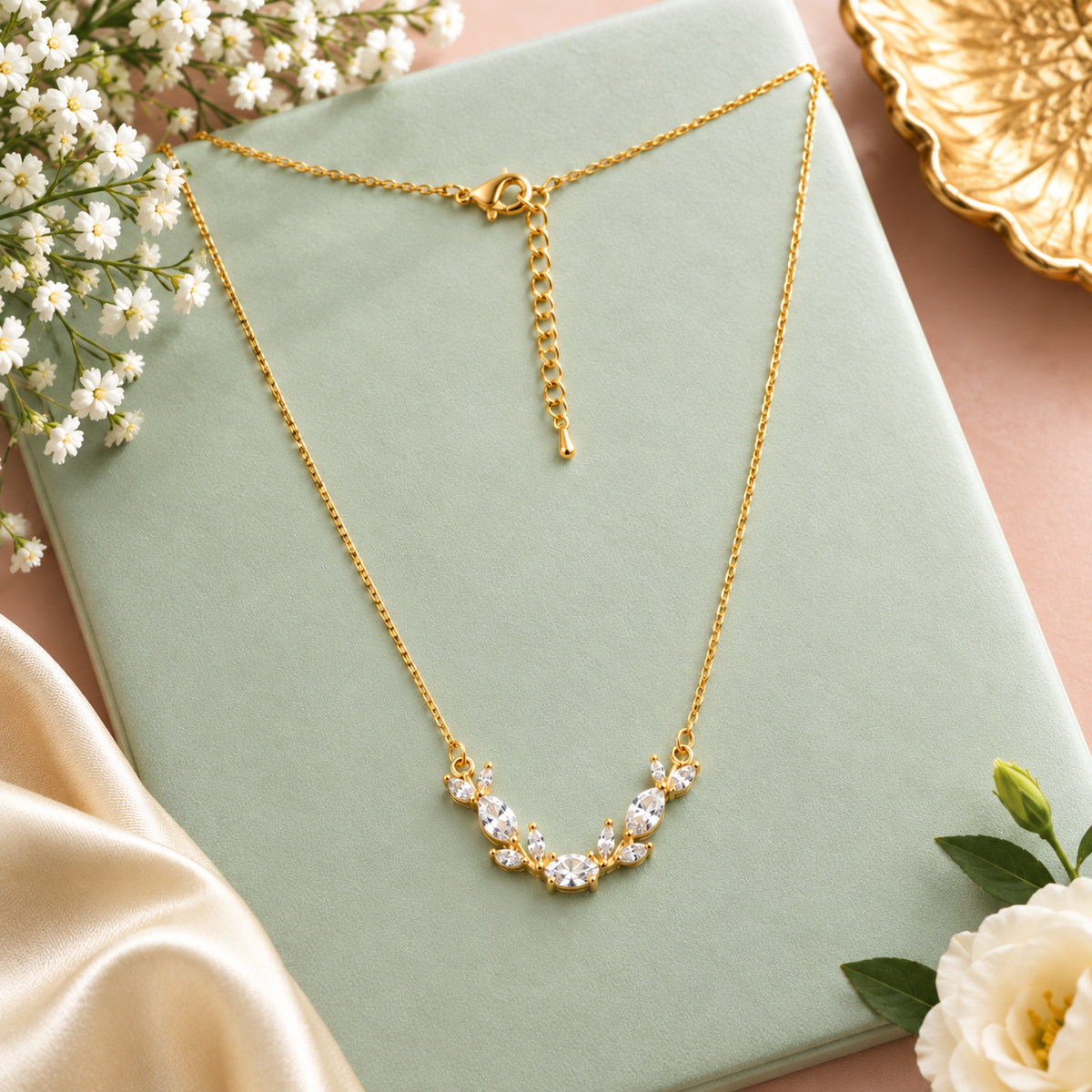 Elegant Floral Diamond Necklace