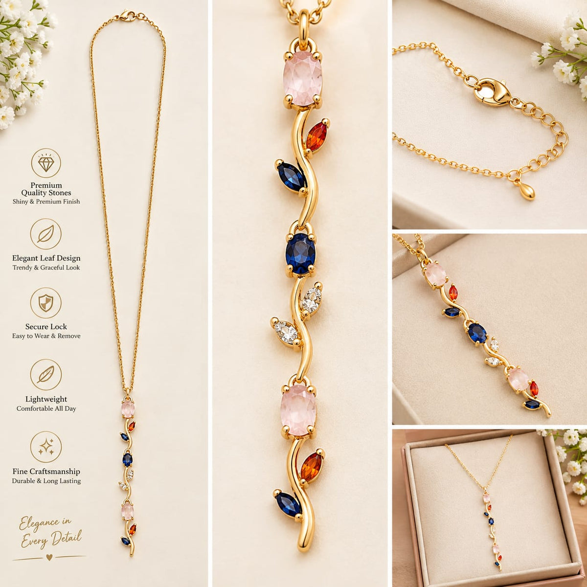 Blue Stone Drop Necklace