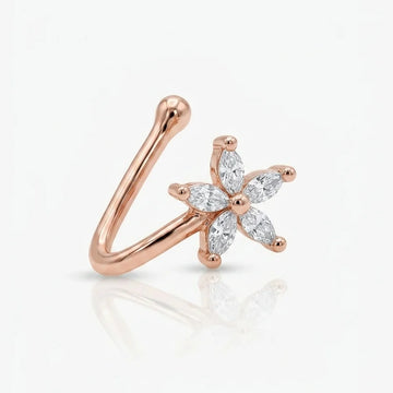 Elegant Gold Floral Crystal Nose Ring