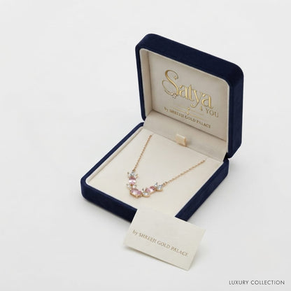 Pink Crystal Floral Pendant Necklace