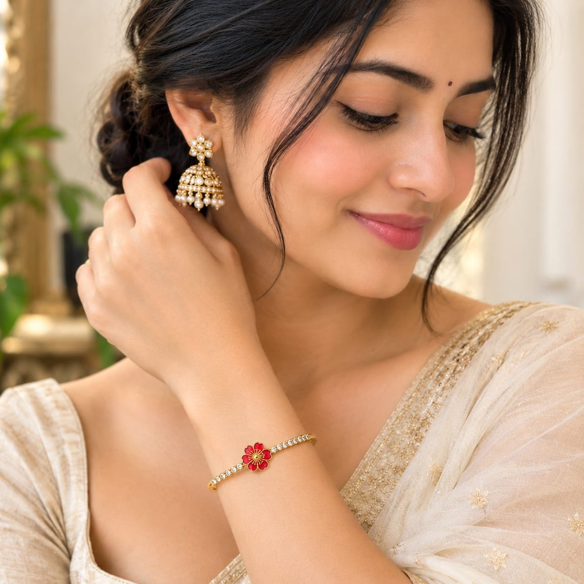 Red Flower Bracelet