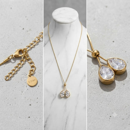 Gold Teardrop Pendant Necklace