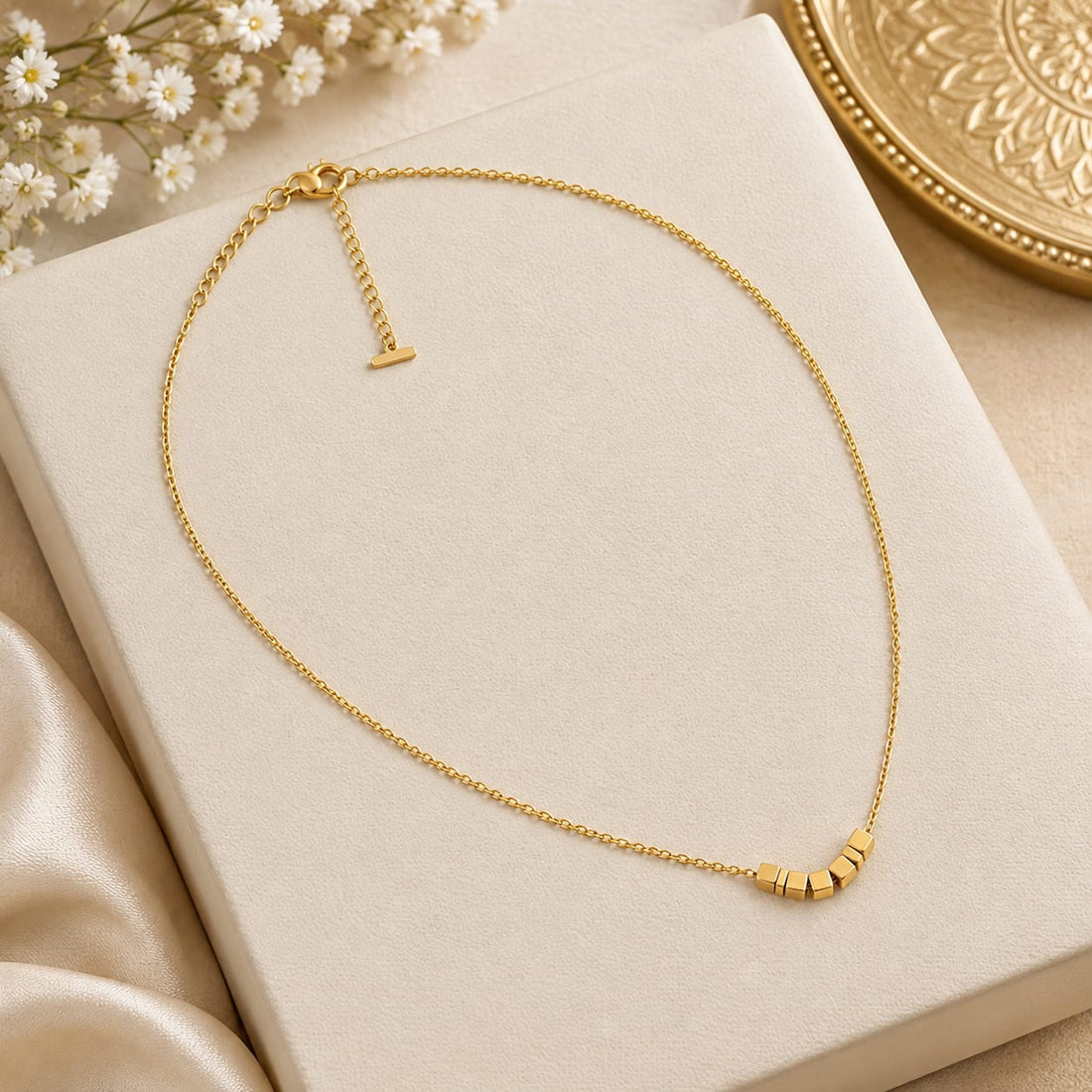 Dainty Beaded Gold Necklace