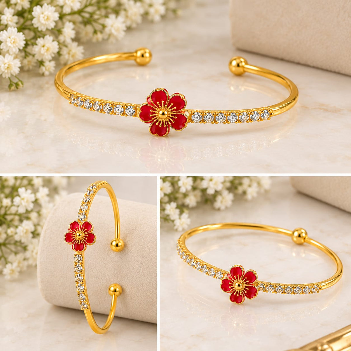 Red Flower Bracelet