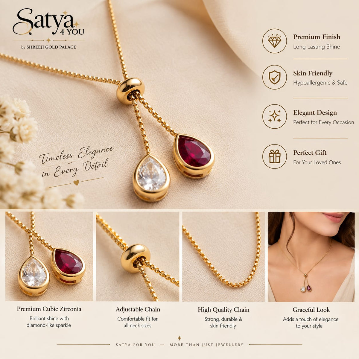 Red Teardrop Necklace