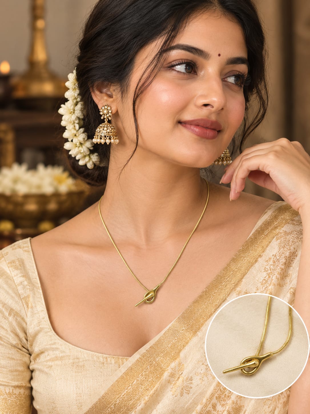 Gold Knot Pendant Necklace