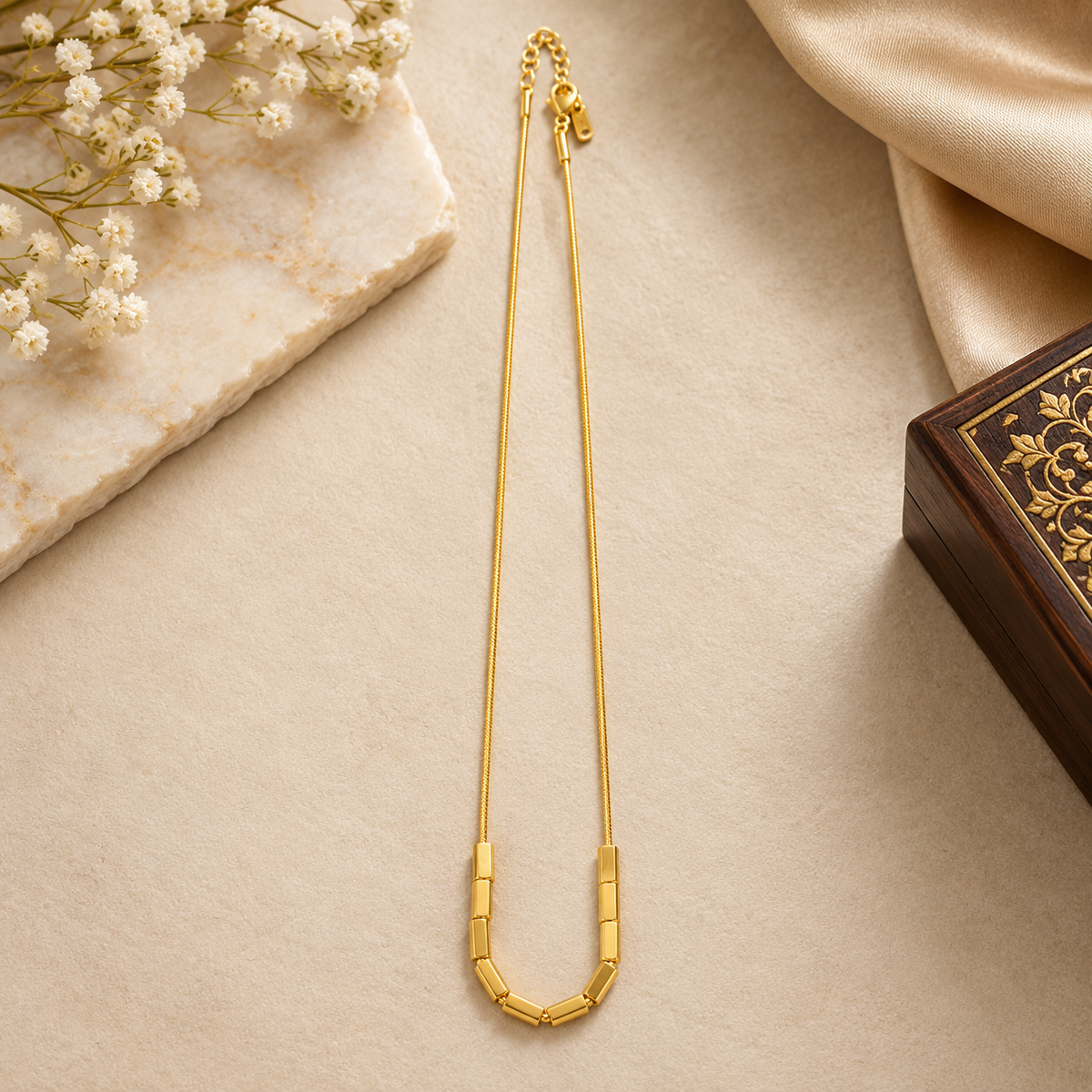 anti tarnish Bar Necklace