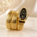 Elegant Gold Black Dial Watch Bracelet