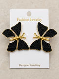 Elegant Black & Gold Butterfly Earrings