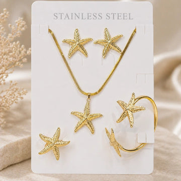 Elegant Gold Starfish Jewellery Set